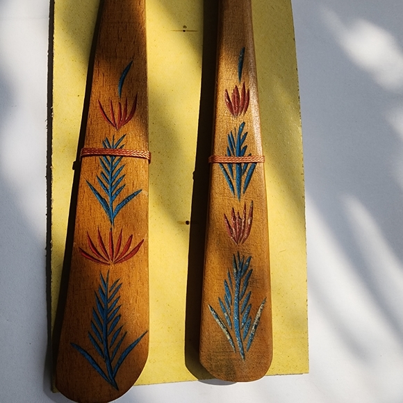 Wooden fork and spoon set vintage - Picture 4 of 6